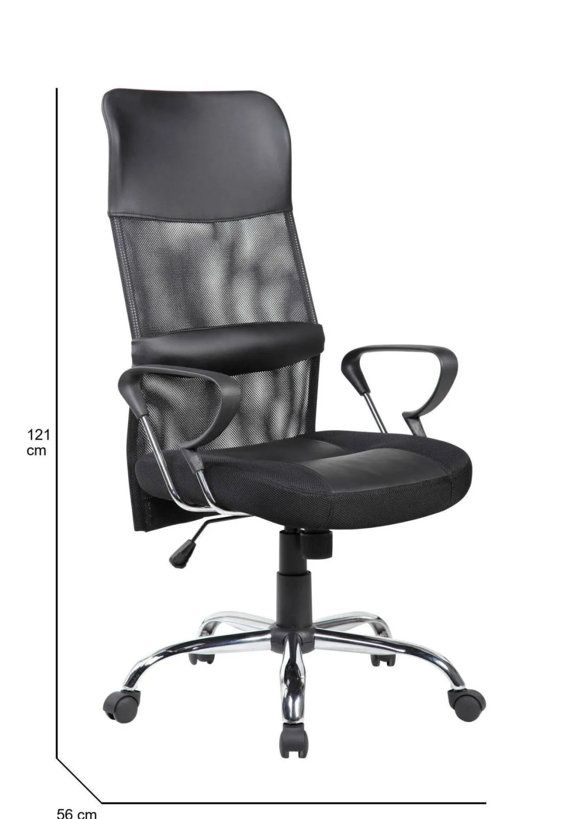 Sedia con ruote da ufficio imbottita con braccioli in tessuto nera - Ateleta
