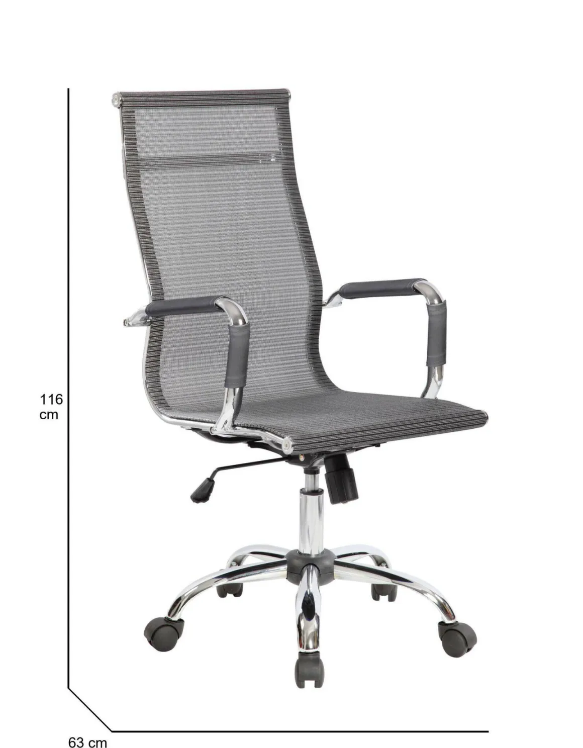 Sedia con ruote Dmannin, Grigio, 63x54h106/116 cm