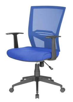 Ufficio|Sedie Con Ruote > Dmora Sedia con ruote imbottita con braccioli in tessuto blu e azzurra - Urbana Azzurro, Blu