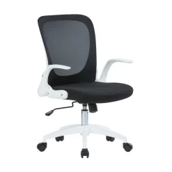 Ufficio|Sedie Con Ruote > Dmora Sedia con ruote imbottita con braccioli in tessuto nera e blu - Mindy Blu, Nero