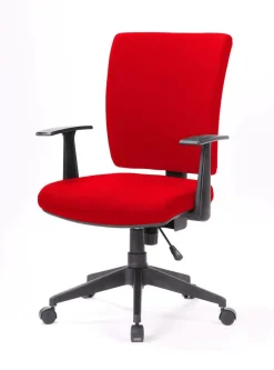 Sedia con ruote imbottita con braccioli in tessuto rossa - Eulalia
