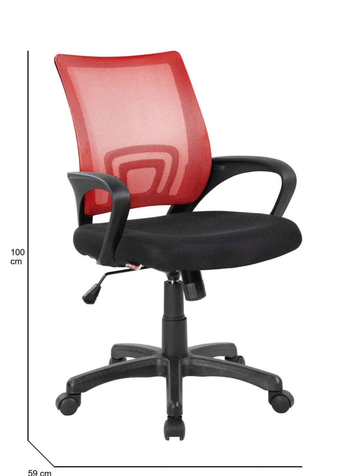 Sedia con ruote imbottita in ecopelle nera e rossa - Reticolo
