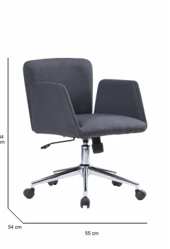 Ufficio|Sedie Con Ruote > Dmora Sedia con ruote moderna con braccioli in ecopelle grigia - Assoro Grigio
