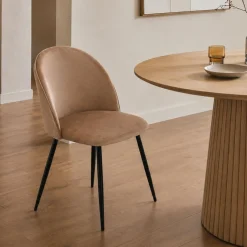 Sedia cucina imbottita in velluto beige - Achito