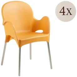 Sedie Da Esterno|Sedie > Dmora Sedia da Esterno 4 Sedie Impilabile, Braccioli Made in Italy - Raimund Arancione