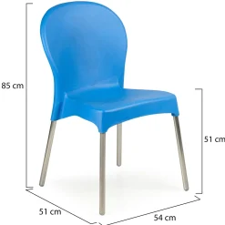 Sedia da Esterno Azzurro 4 Sedie Impilabile, Peso Supportato 120 kg Made in Italy - Eclectic