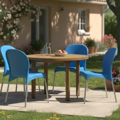 Sedia da Esterno Azzurro 4 Sedie Impilabile, Peso Supportato 120 kg Made in Italy - Eclectic