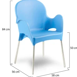 Sedia da Esterno Azzurro una Sedia Impilabile, Braccioli Made in Italy - Vashti