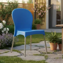 Sedia da Esterno Azzurro una Sedia Impilabile, Peso Supportato 120 kg Made in Italy - Linder