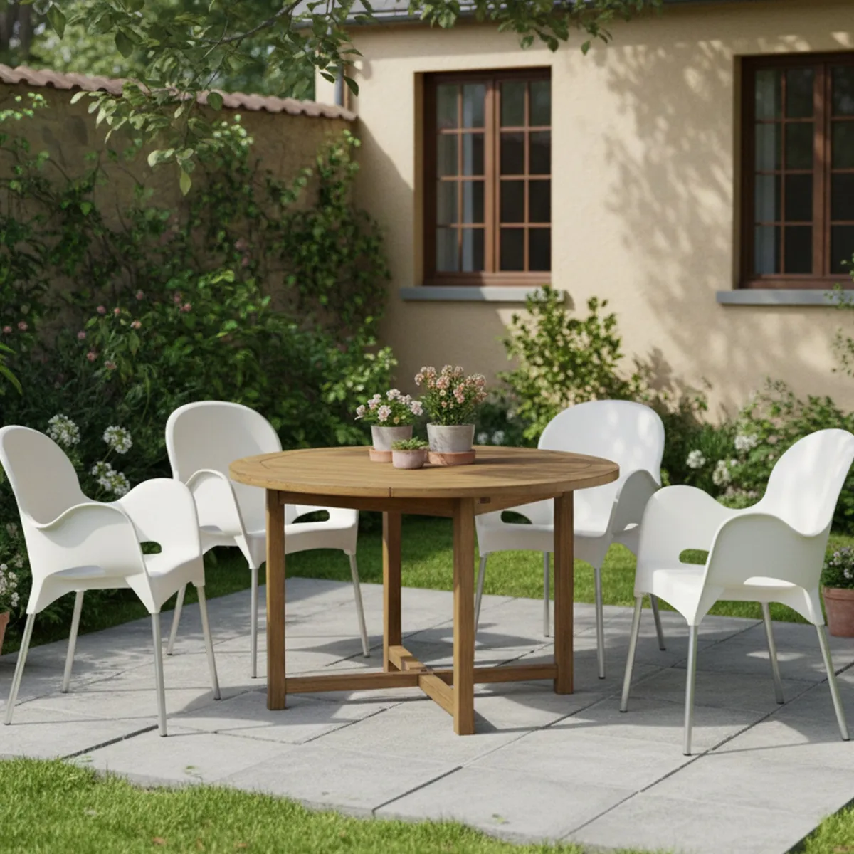 Sedie Da Esterno|Sedie > Dmora Sedia da Esterno 4 Sedie Impilabile, Braccioli Made in Italy - Raimund Beige
