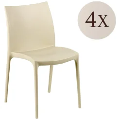 Sedia da Esterno Beige 4 Sedie Impilabile, Peso Supportato 120 kg Made in Italy - Grover