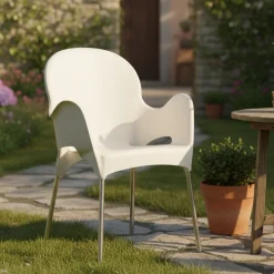Sedie Da Esterno|Sedie > Dmora Sedia da Esterno una Sedia Impilabile, Braccioli Made in Italy - Vashti Beige
