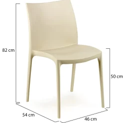Sedia da Esterno Beige una Sedia Impilabile, Peso Supportato 120 kg Made in Italy - Grover