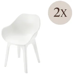 Sedia da Esterno Bianco 2 Sedie Braccioli, Peso Supportato 120 kg Made in Italy - Oakahalla