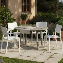 Sedia da Esterno Bianco 4 Sedie Braccioli, Peso Supportato 120 kg Made in Italy - Cambon