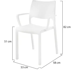 Sedia da Esterno Bianco 4 Sedie Braccioli, Peso Supportato 120 kg Made in Italy - Cambon
