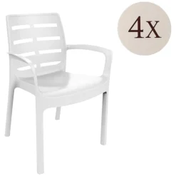 Sedia da Esterno Bianco 4 Sedie Impilabile, Braccioli Made in Italy - Excel