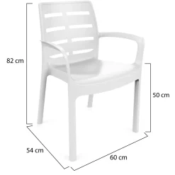 Sedia da Esterno Bianco 4 Sedie Impilabile, Braccioli Made in Italy - Excel