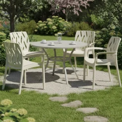 Sedia da Esterno Bianco 4 Sedie Impilabile, Braccioli Made in Italy - Rumley