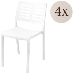 Sedia da Esterno Bianco 4 Sedie Impilabile, Peso Supportato 120 kg Made in Italy - Canoe