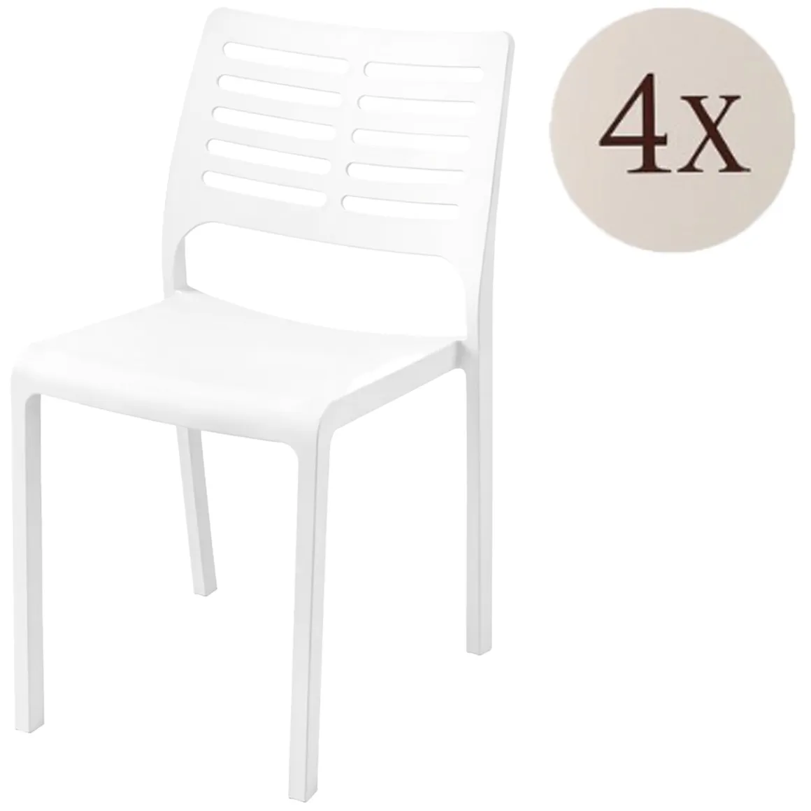 Sedie Da Esterno|Sedie > Dmora Sedia da Esterno 4 Sedie Impilabile, Peso Supportato 120 kg Made in Italy - Eclectic Bianco