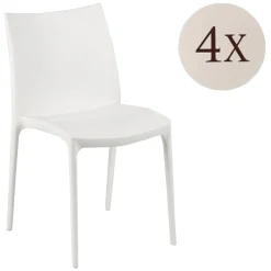 Sedia da Esterno Bianco 4 Sedie Impilabile, Peso Supportato 120 kg Made in Italy - Grover