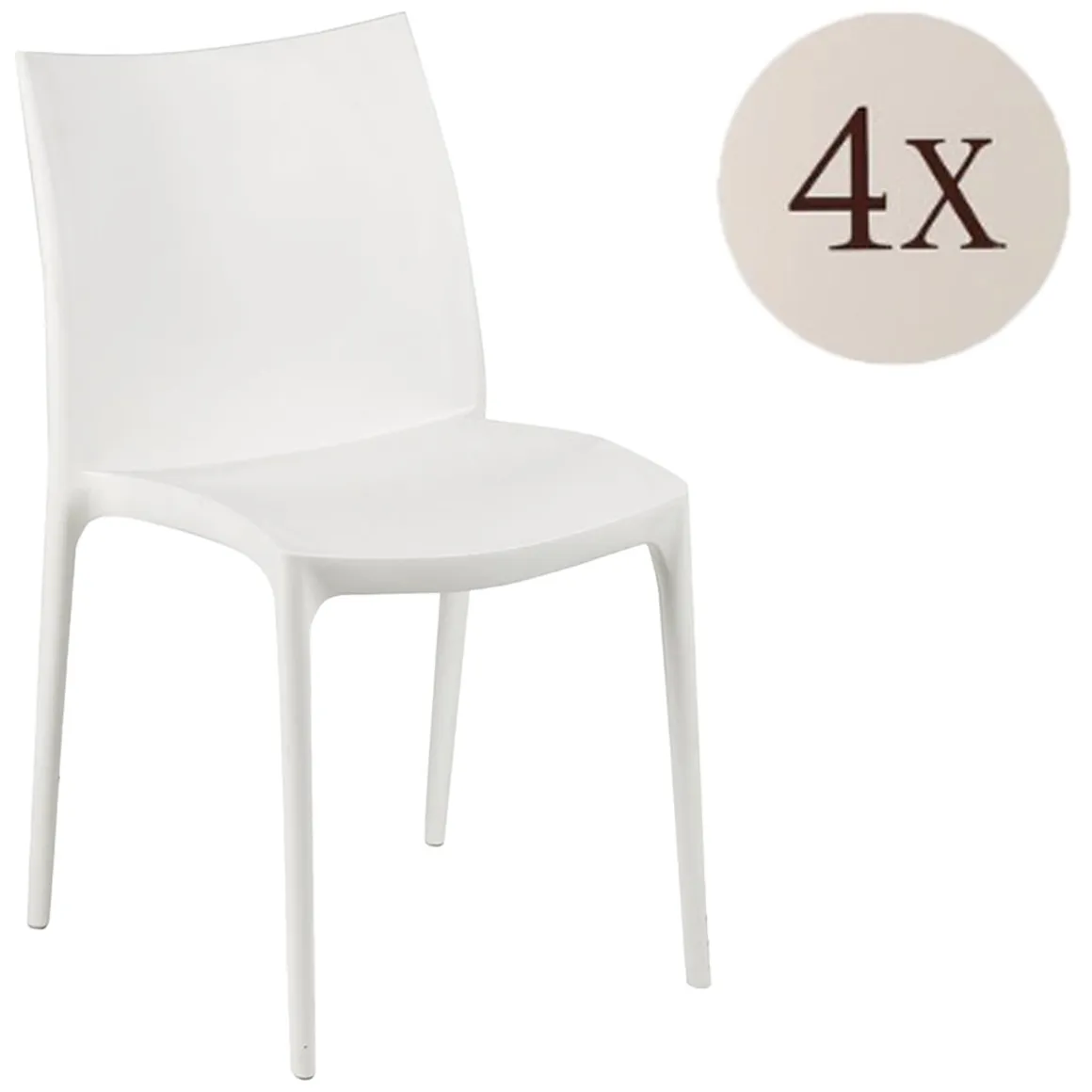 Sedia da Esterno Bianco 4 Sedie Impilabile, Peso Supportato 120 kg Made in Italy - Grover