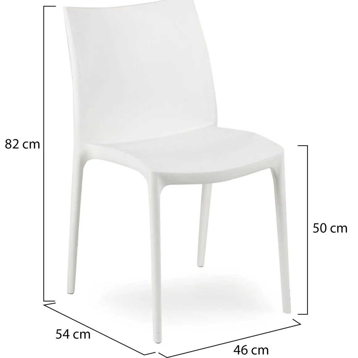 Sedia da Esterno Bianco 4 Sedie Impilabile, Peso Supportato 120 kg Made in Italy - Grover