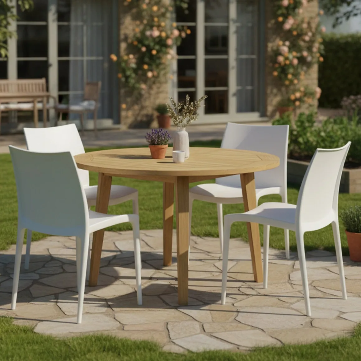 Sedia da Esterno Bianco 4 Sedie Impilabile, Peso Supportato 120 kg Made in Italy - Grover