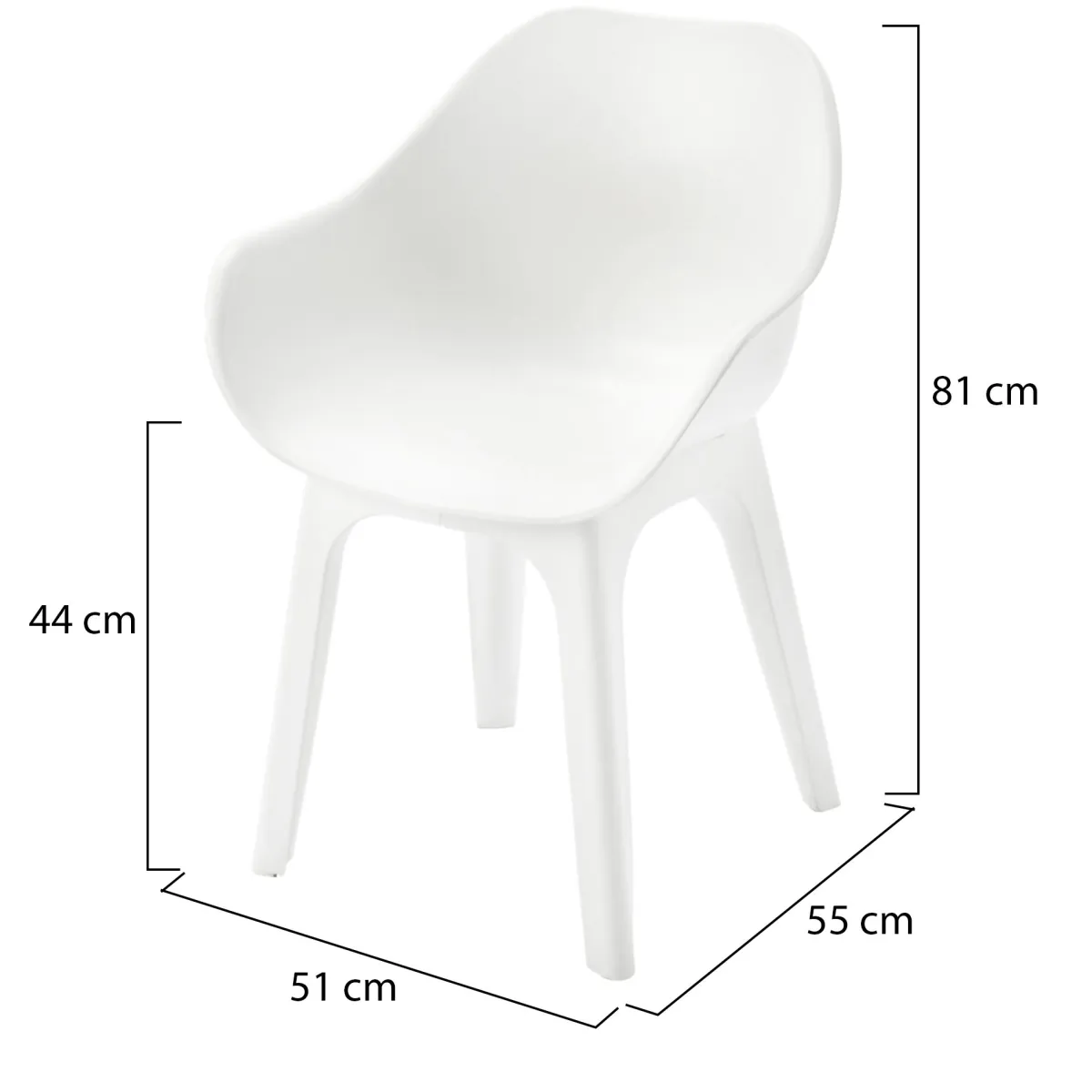 Sedie Da Esterno|Sedie > Dmora Sedia da Esterno una Sedia Braccioli, Peso Supportato 120 kg Made in Italy - Wesconnett Bianco