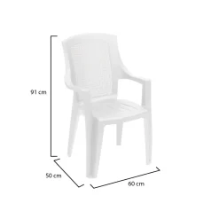 Sedia da Esterno Bianco una Sedia Impilabile, Braccioli - Masainas