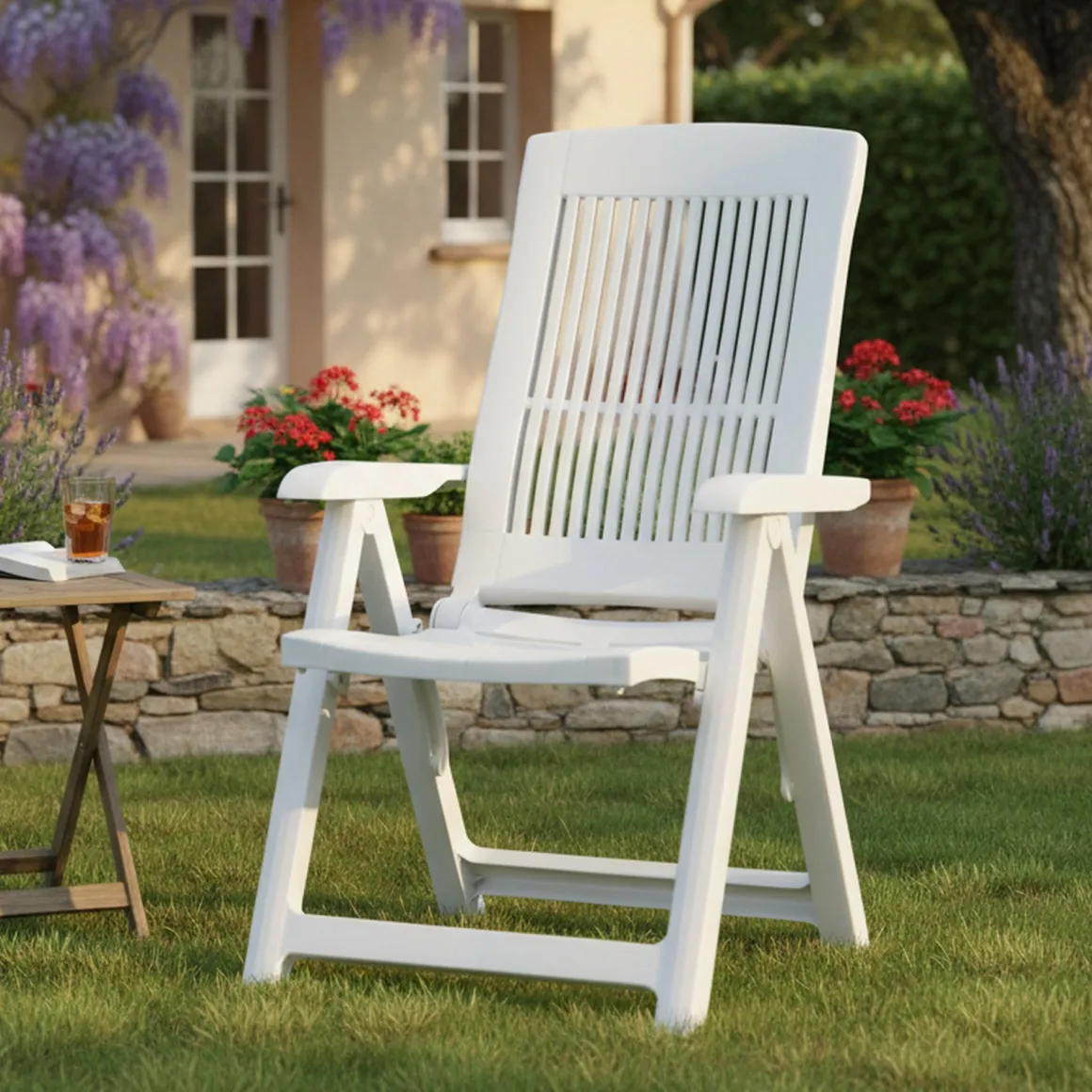 Sedia da Esterno Bianco una Sedia Schienale Reclinabile, Multiposizione Made in Italy - Dozier