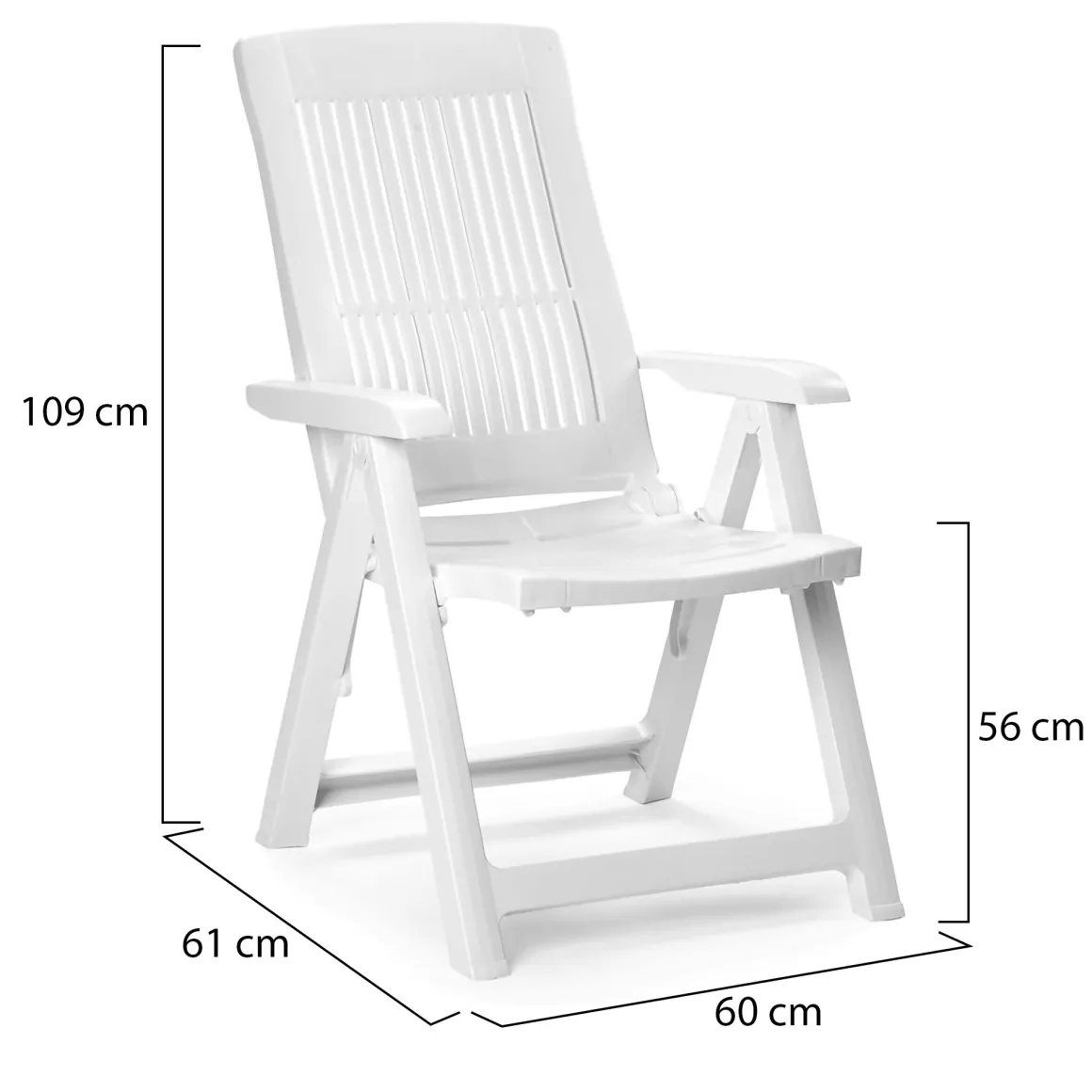 Sedia da Esterno Bianco una Sedia Schienale Reclinabile, Multiposizione Made in Italy - Dozier