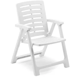 Sedia da Esterno Bianco una Sedia Schienale Reclinabile, Multiposizione Made in Italy - Wadley