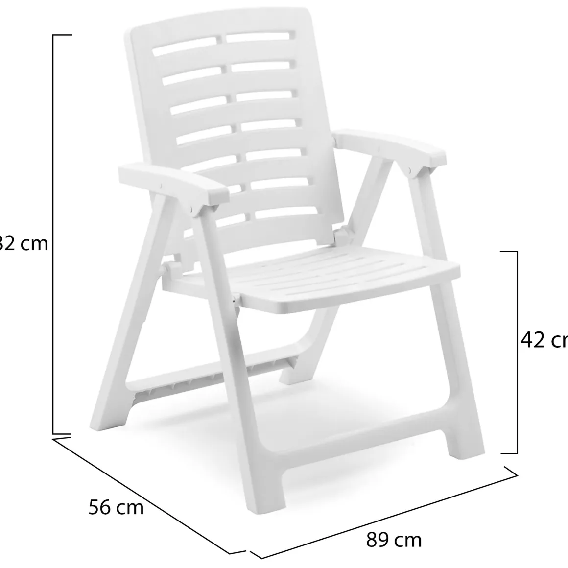 Sedia da Esterno Bianco una Sedia Schienale Reclinabile, Multiposizione Made in Italy - Wadley