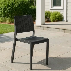 Sedia da Esterno Grigio Antracite una Sedia Impilabile, Sfumatura Colore Seduta Antracite - Revo