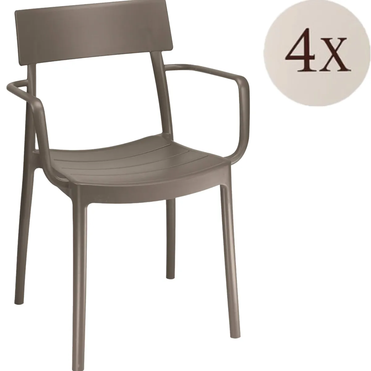 Sedie Da Esterno|Sedie > Dmora Sedia da Esterno 4 Sedie Impilabile, Peso Supportato 150 kg Made in Italy - Guazzora Grigio Tortora