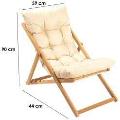 Sedie Da Esterno|Sedie > Dmora Sedia da Esterno Marrone Bianco Crema Schienale Reclinabile una Sedia, Imbottito - Coghinass Bianco Crema, Marrone