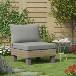 Sedie Da Esterno|Sedie > Dmora Sedia da Esterno Marrone Noce Grigio una Sedia Imbottito, Modulabile Componibile - Houghton Grigio, Marrone Noce