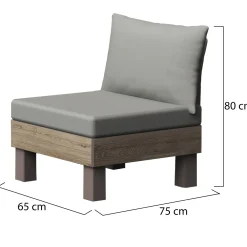 Sedie Da Esterno|Sedie > Dmora Sedia da Esterno Marrone Noce Grigio una Sedia Imbottito, Modulabile Componibile - Houghton Grigio, Marrone Noce