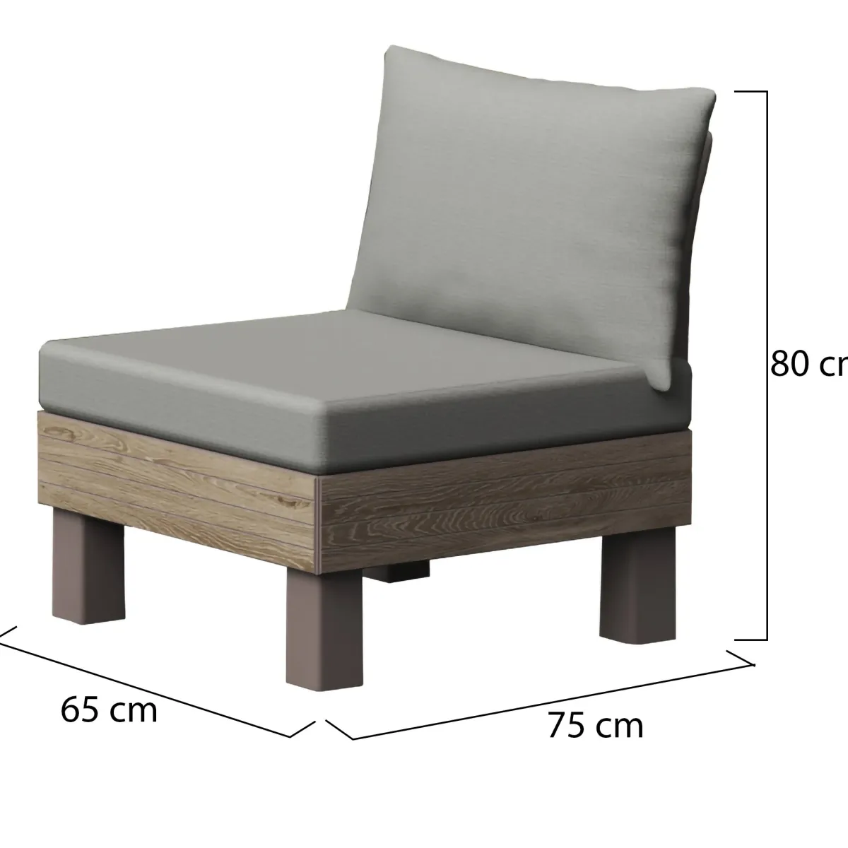 Sedie Da Esterno|Sedie > Dmora Sedia da Esterno Marrone Noce Grigio una Sedia Imbottito, Modulabile Componibile - Houghton Grigio, Marrone Noce