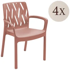 Sedia da Esterno Marrone Terracotta 4 Sedie Impilabile, Braccioli Made in Italy - Rumley