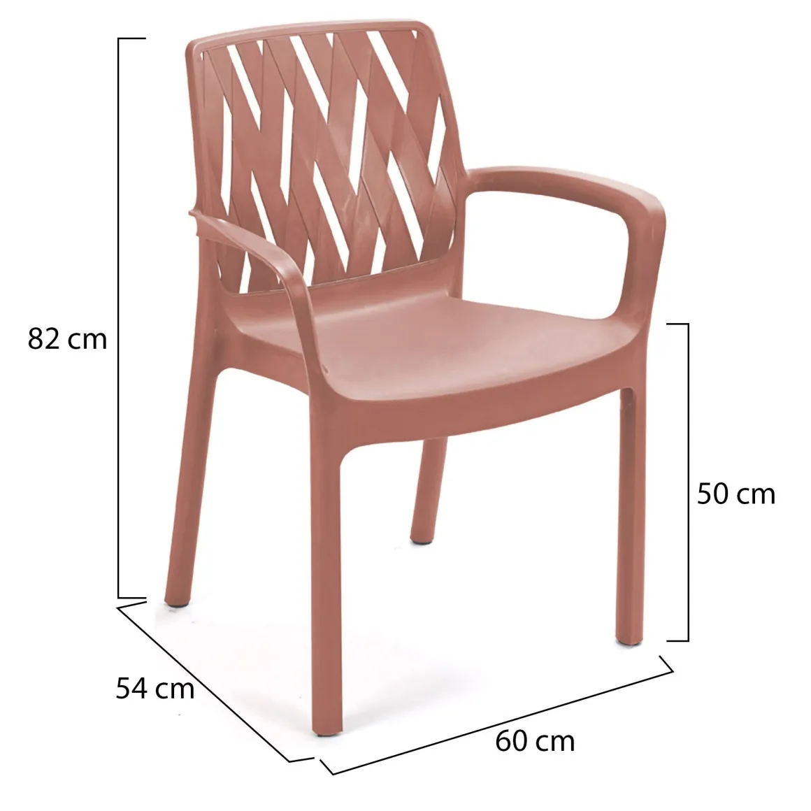Sedia da Esterno Marrone Terracotta 4 Sedie Impilabile, Braccioli Made in Italy - Rumley