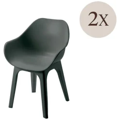 Sedia da Esterno Nero Antracite 2 Sedie Braccioli, Peso Supportato 120 kg Made in Italy - Oakahalla