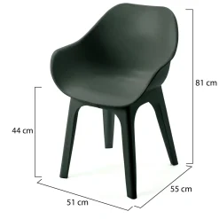 Sedia da Esterno Nero Antracite 2 Sedie Braccioli, Peso Supportato 120 kg Made in Italy - Oakahalla