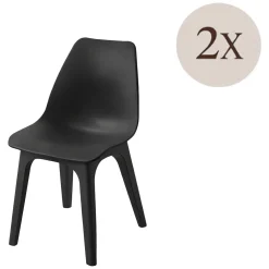 Sedia da Esterno Nero Antracite 2 Sedie Peso Supportato 120 kg, Sfumatura Colore Seduta Antracite Made in Italy - Montivilla