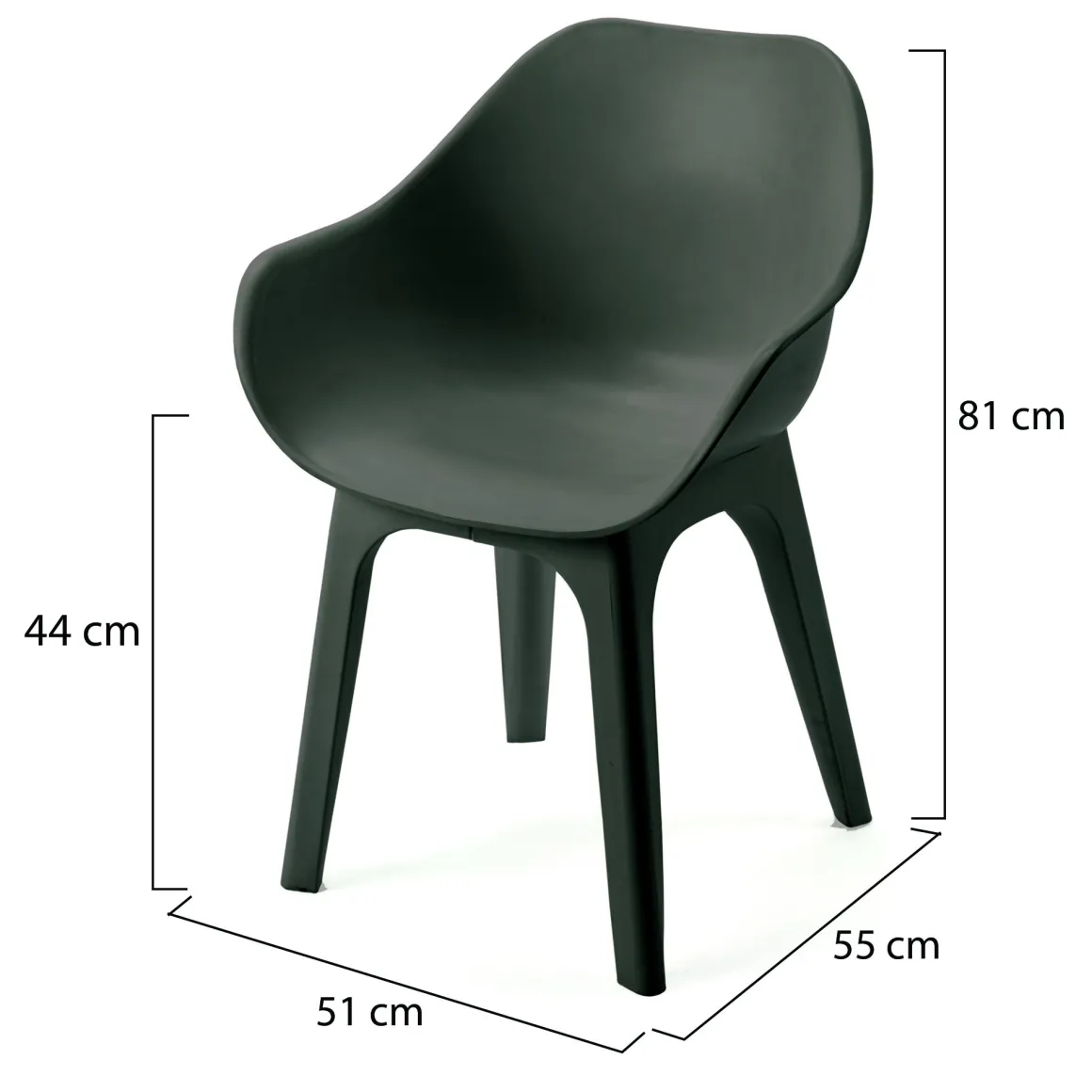 Sedia da Esterno Nero Antracite una Sedia Braccioli, Peso Supportato 120 kg Made in Italy - Wesconnett