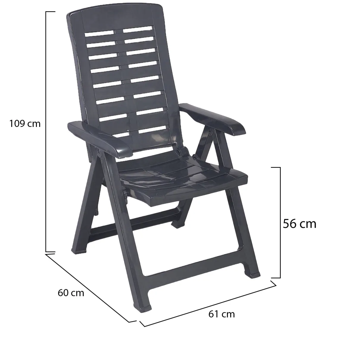 Sedia da Esterno Nero Antracite una Sedia Schienale Reclinabile, Multiposizione Made in Italy - Halsell