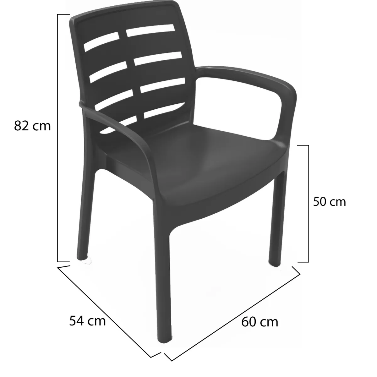 Sedie Da Esterno|Sedie > Dmora Sedia da Esterno 4 Sedie Impilabile, Braccioli Made in Italy - Excel Nero