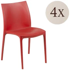 Sedia da Esterno Rosso 4 Sedie Impilabile, Peso Supportato 120 kg Made in Italy - Grover
